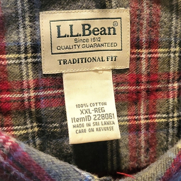 LL Bean Traditional Fit Mens Plaid Flannel Red, Blue Gray Size XXL - Picture 3 of 5
